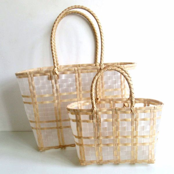 

evening bags handmade transparent women's handbag plastic woven summer beach bag female tote bags bohemia large small ladies shopping b