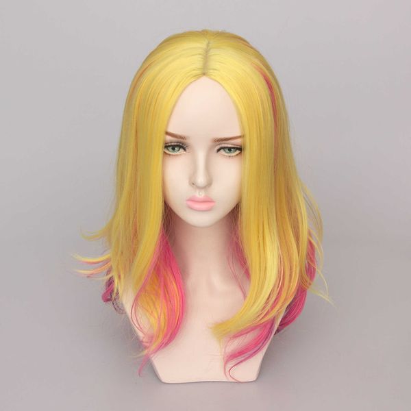 

women's wigs chemical fiber headwear mixed color gradient long curly, Black