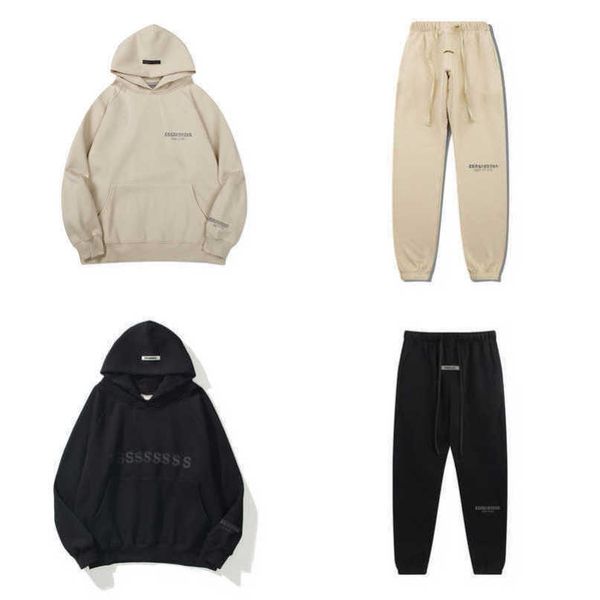 

classic luxury men's tracksuits sweatshirts letter essss hoodies men women sportswear pants suit hooded sweater casual pullover couple, Gray