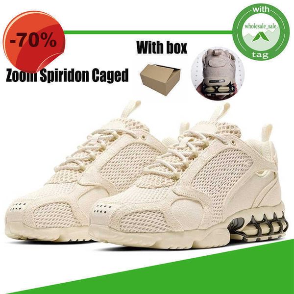 

with box fashion running shoes zoom spiridon caged 2 triple black white men sports trainers lemon venom metallic silver track red beige
