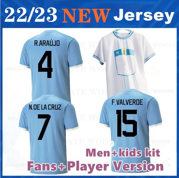 

2022 uruguay suarez cavani soccer jerseys 2023 valverde arrascaeta maillots de foot r.bentancur gimenez home away football shirt men kids fa, Black;yellow