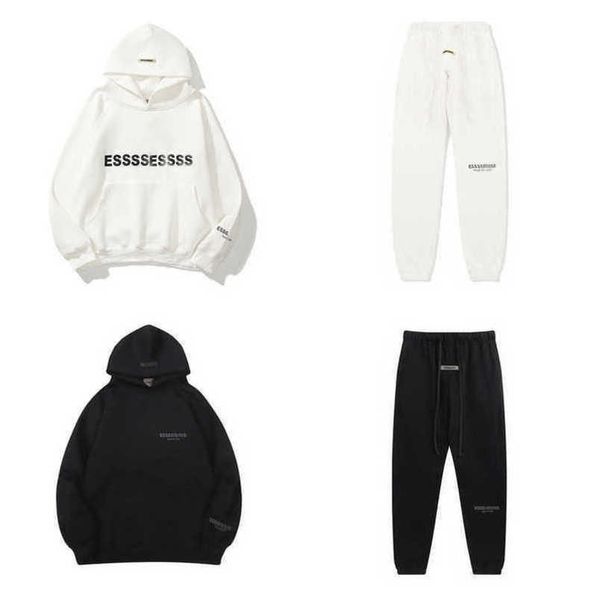 

men's luxury classic tracksuits sweatshirts letter essss hoodies men women sportswear pants suit hooded sweater casual pullover couple, Gray