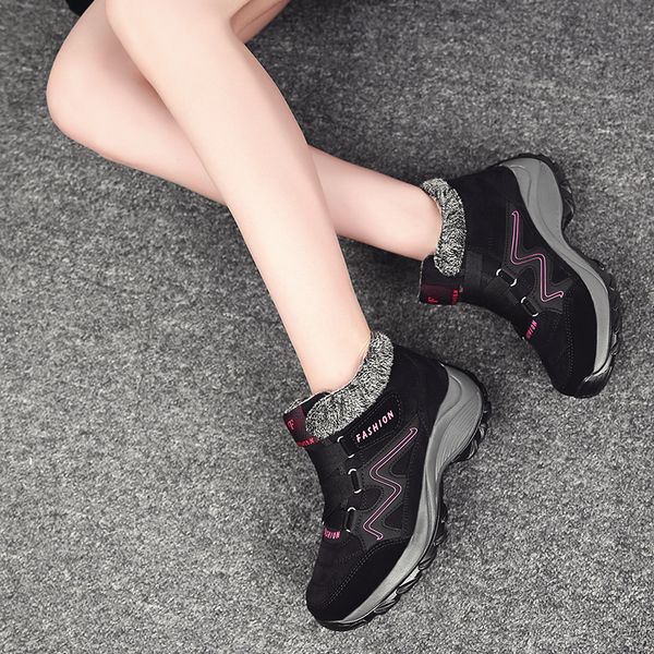 

height increasing shoes winter boot women snow walking warmth boots casual outdoor sports plus velvet thick bottom sneaker 221118, Black;white