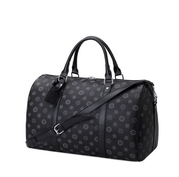 

55cm leather large capacity women travel bags 2021 sale quality men shoulder duffel bags carry on luggage bottom rivets with lock head