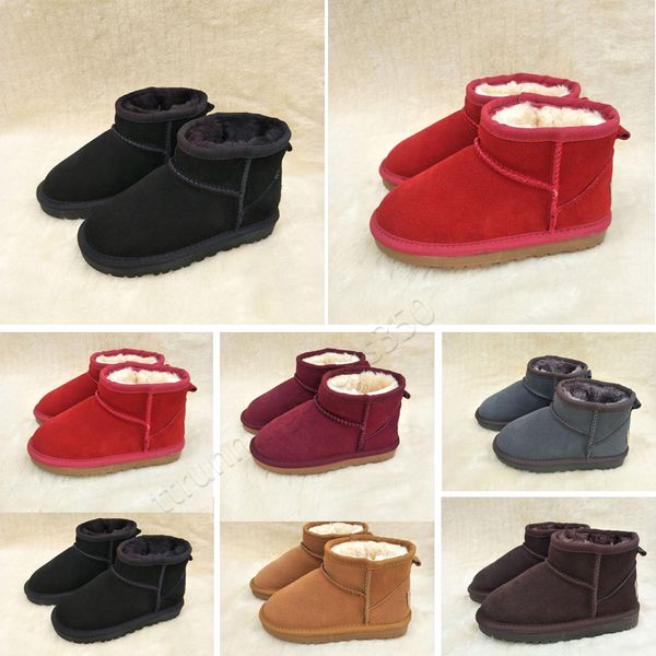 

2023 designer shoes boys and girls style kids baby snow boots waterproof slip-on children winter cow leather boots brand xas, Black