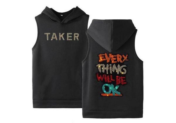 

novelty hoodies sleeveless men's vest hip hop mens clothing hoodies men 2021, Black