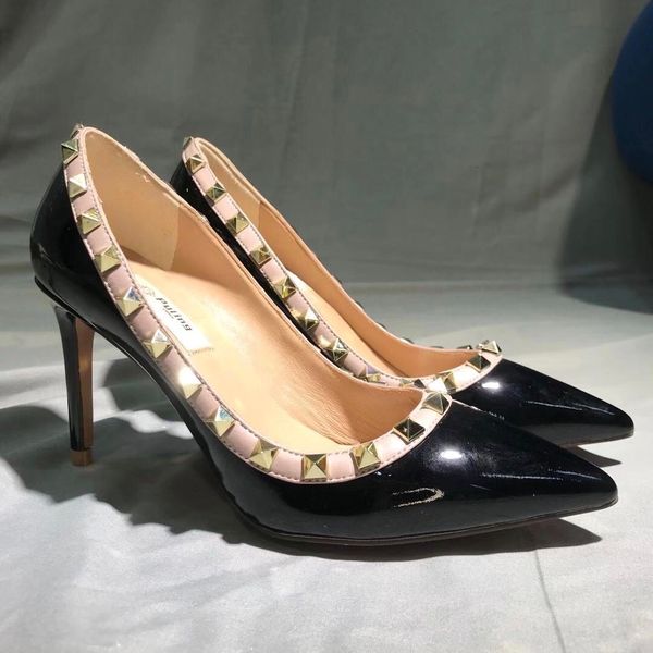 

dress shoes fashion women high heels black patent leather shoes 221118