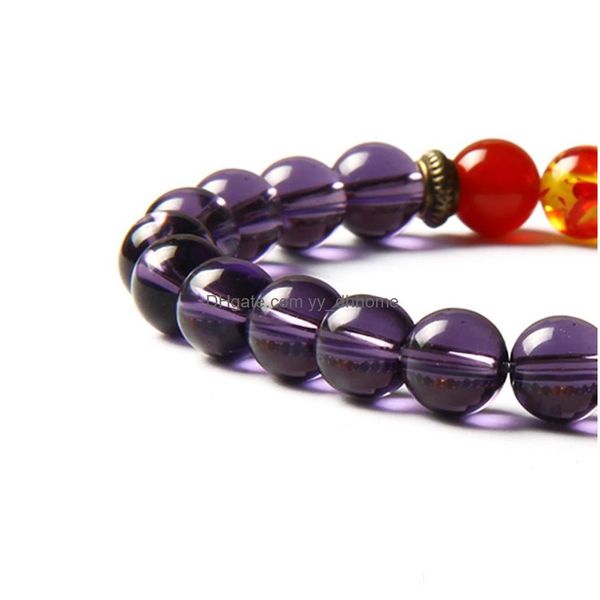 

beaded sale 7 chakra healing stone yoga meditation bracelet 8mm purple glass beads with natural sent tiger eye and crystal stretch d dhv3u, Black