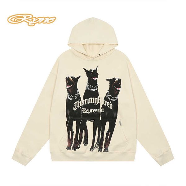 

men's hoodies sweatshirts men's hip hop hoodies oversized y2k streetwear vintage rottweiler doberman print harajuku sweatshirt cas, Black