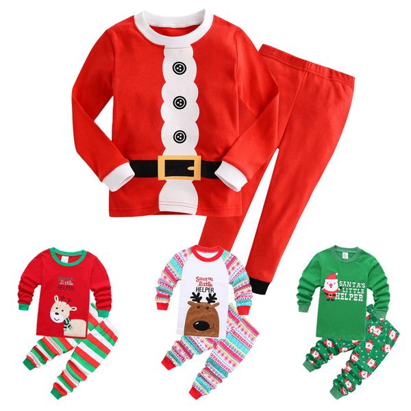 

clothing sets christmas children pajama sets boys girls underwear set baby clothes warm soft sleep wear year kids clothes outfits suits 2211, White