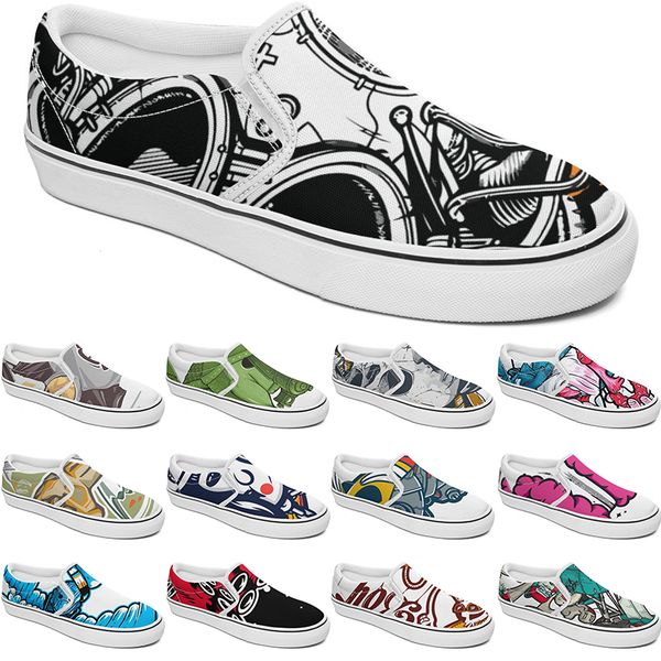 

custom shoes slip-on canvas shoe customized sneakers men women blue red green classic custom comfortable low platform sneaker color39