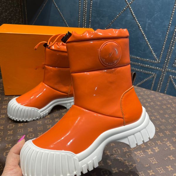 

orange nylon 2022ss fashion snow boots interior silk warm boots size 35-42, Black