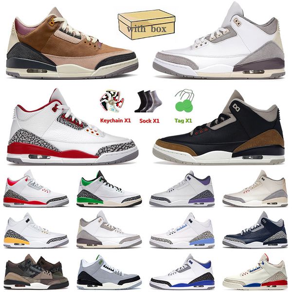 

with box 2023 retro 3 men basketball shoes archaeo brown medium grey cardinal red patchwork mens women racer blue jorden 3s iii trainers sne