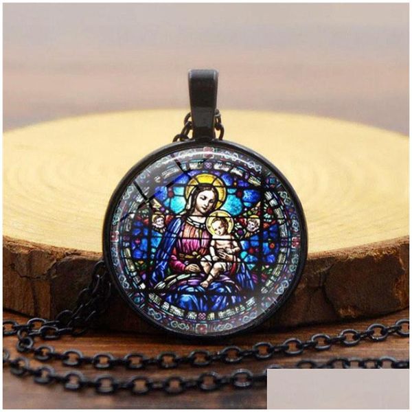 

pendant necklaces virgin mary pendants necklaces chain vintage bronze fashion lucky color women christianity jewelry our lady goddes dh2r1, Silver