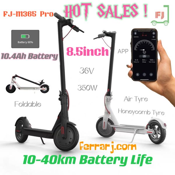 

fj-m365 pro 8.5inch big tyre 10.4ah battery life 30-40km 250w electric machinery 36v folding electric kick scooter