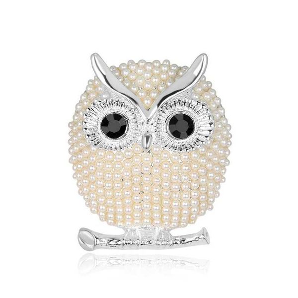 

owl brooch pearl pins silver gold bird brooches business suit dress corsage for women men fashion jewelry will and sandy, Gray