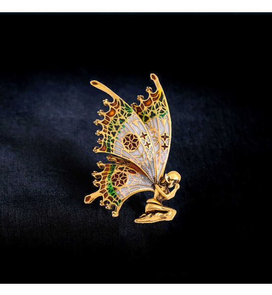 

wings vintage butterfly fairy brooches quality enamel women brooch pins 2 colors angel designer jewelry gift, Gray