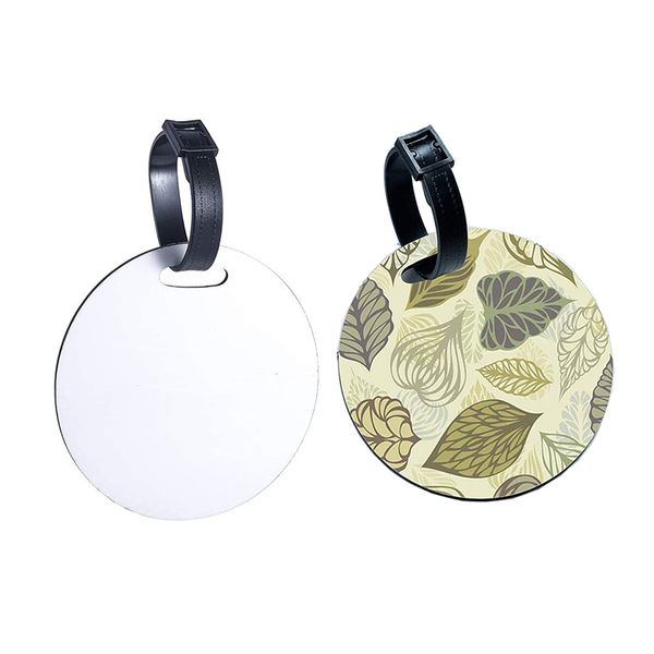 

round sublimation blank luggage tag keychain wooden double sided heat transfer card ring buckle diy gift supplies, Silver