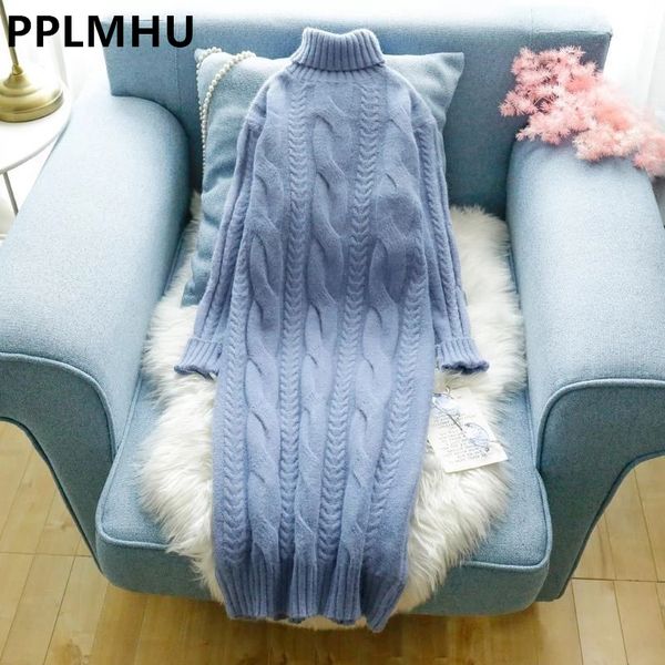 

casual dresses winter turtleneck twist knitting women warm candy color rib knited pullover dress elegant chic solid sweater 221117, Black;gray
