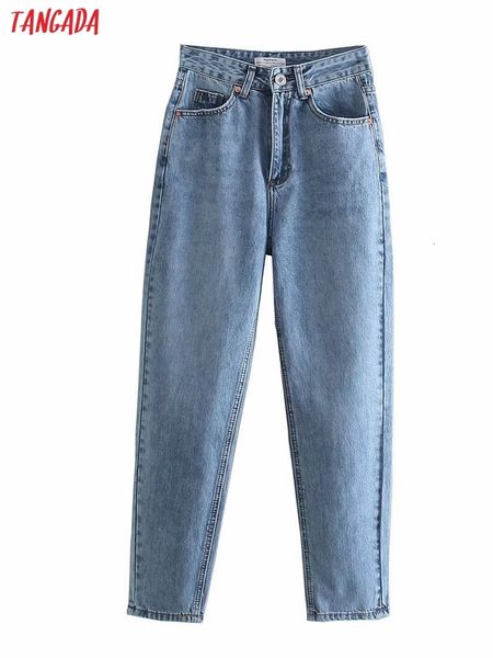 

womens jeans tangada fashion casual black pants for women trousers pockets buttons female 4m72 221118, Blue