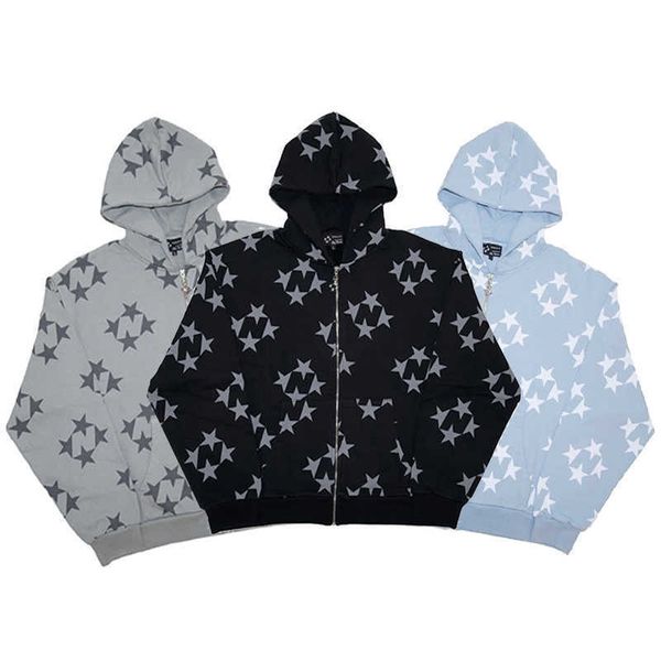 

women's jackets vintage sweatshirt star pattern hoodie streetwear y2k men pullover zip jacket women fashion women's harajuku hood, Black;brown