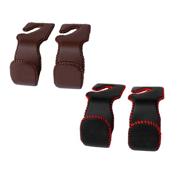 

car seat headrest hooks trim portable hanger leather back holder storage bag 2pcs/set car interior accessory