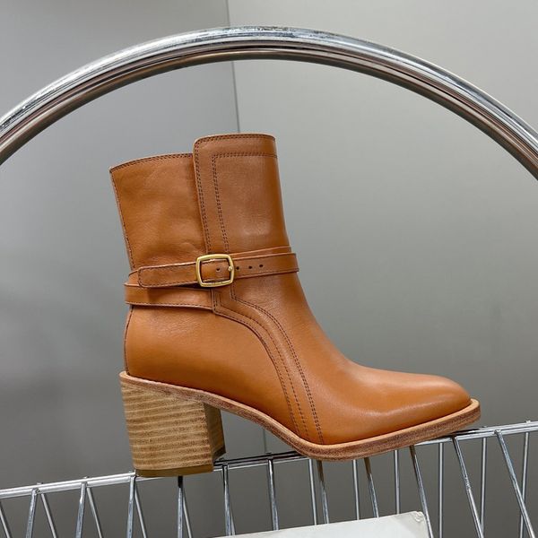

camel conde jodhpur calfskin leather outsole ankle boots slip-on round toe block heel booties chunky buckle embellished boot luxury designer, Black