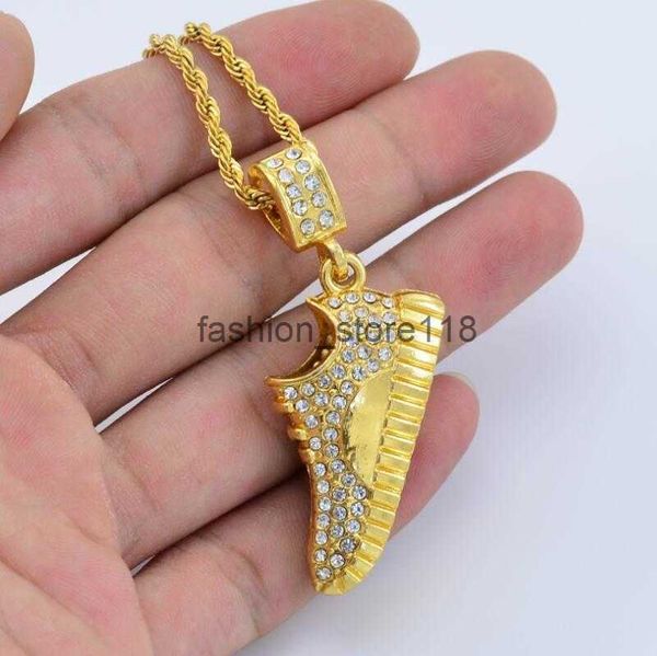 

pendant necklaces 24inch stainless steel rope chain hip hop men women shoe necklace jewelry bling blingpendant, Silver
