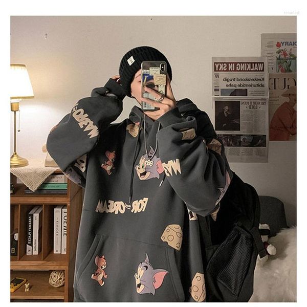 

men's hoodies 2022 american anime cartoon men's harajuku sweatshirts vintage hooded loose casual street wear long sleeve y2k cloth, Black