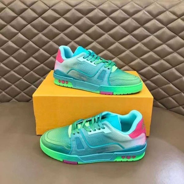 

designer fashion trainer sneaker intage casual shoes virgils alligator-embossed black grey brown white green calf leather french ablohs mens, Red;white