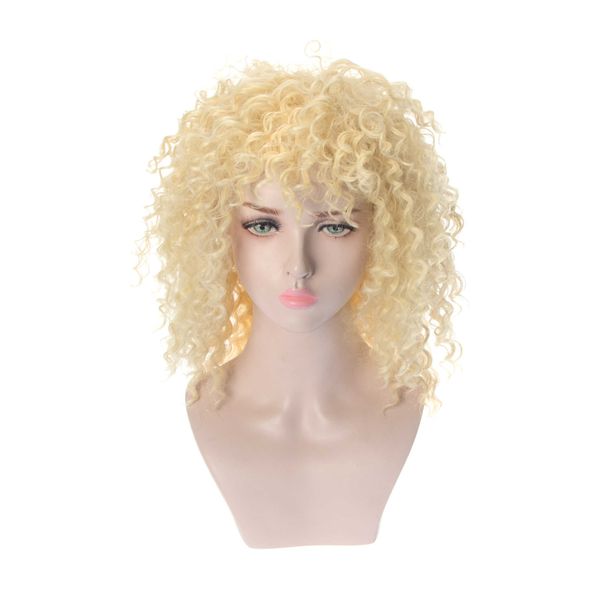 

women's wigs whisker small curly hair chemical fiber matte high temperature silk set corn curl, Black