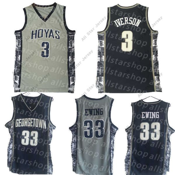 

basketball jerseys mens georgetown hoyas iverson college jersey 3 allen 33 patrick ewing university basketball shirt good stitched jerseys a, Black;red