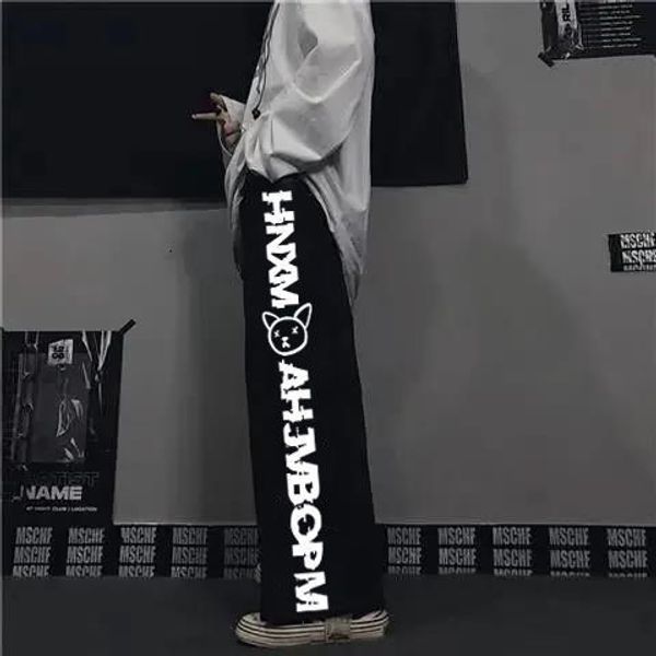 

women s pants s autumn street hip hop print high waist straight leg loose harajuku woman pants men women sports 221118, Black;white