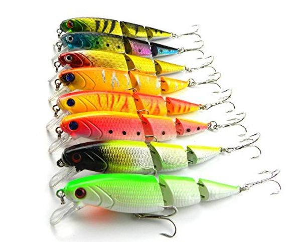 

lenpaby 8 pcs multi jointed minnow fishing lure hard lure bass bait swimbait for bass trout 105cm 413quot14g9544977