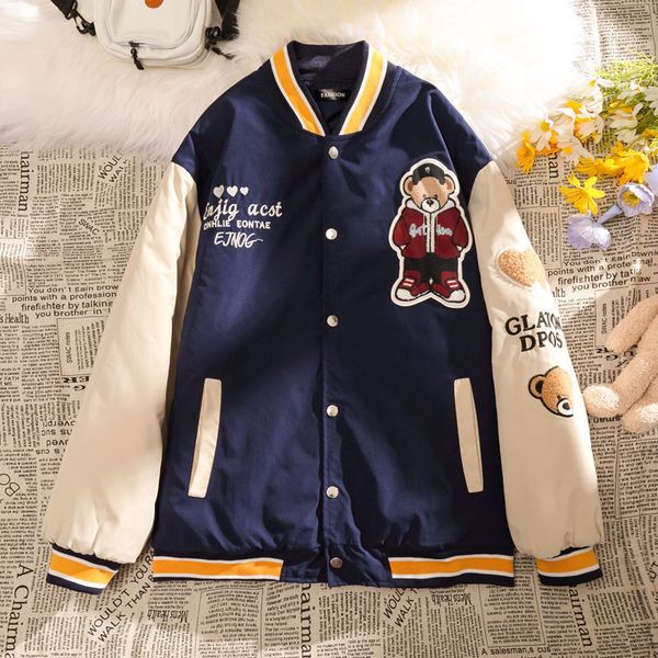 

women s jackets embroidered bear baseball uniform women s jacket autumn and winter y2k korean student loose wild harajuku style 221118, Black;brown