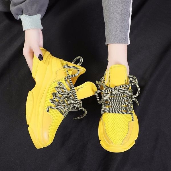 

dress shoes stylish woman running shoes increasing 6cm ins high heel sneakers women height platform breathable sports walking girls 221118, Black