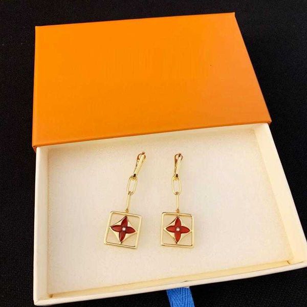 

plated est gold luxury earrings stud for women safety pin agate clover vintage earring square earings fashion jewelry, Golden;silver