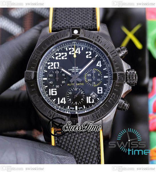 

night mission miyota quartz chronograph mens watch v13317101b1x1 pvd steel black dial number markers yellow rubber strap satch watches swiss, Slivery;brown