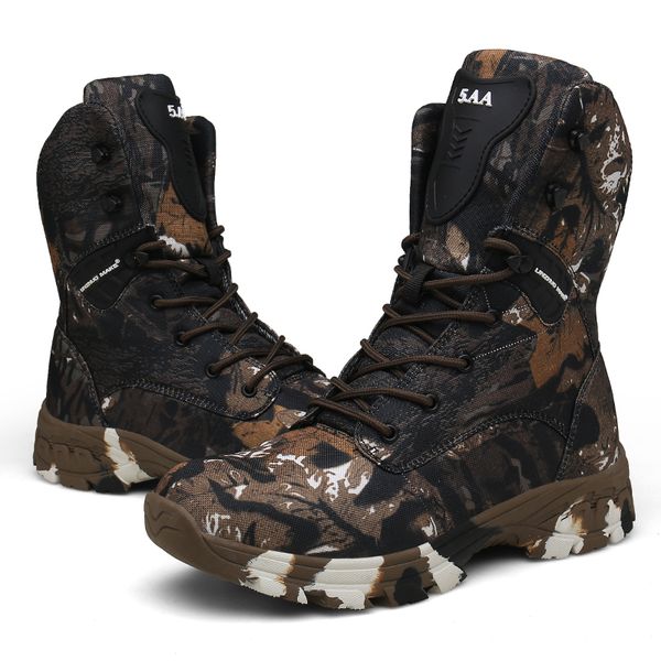 

height increasing shoes camo military boots men special force tactical botas outdoor desert non-slip combat waterproof man hiking hunting bo, Black;white