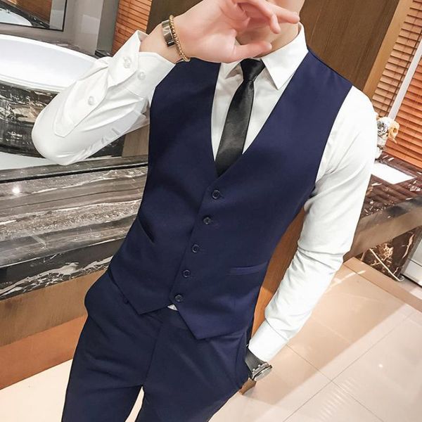 

mens vests m5xl plus size slim fit suit casual man formal businss male waistcoat gilet homme xxxxxl 221118, Black;white