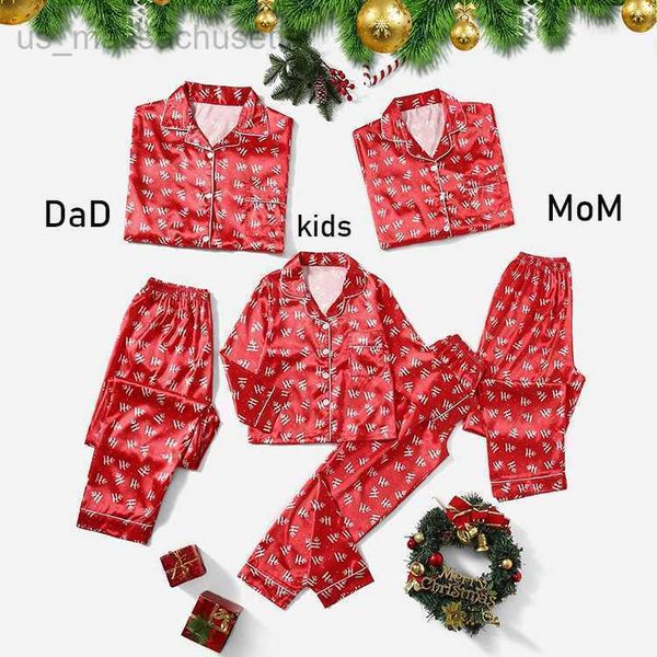 

family matching outfits christmas family dress parent-child dress autumn winter solid stripe satin imitation silk pajamas for boys and girls, Blue