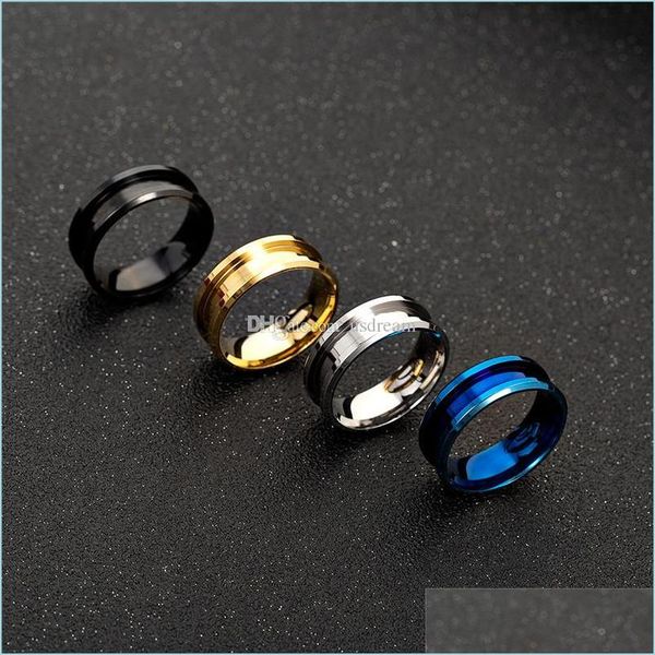 

band rings stainless steel groove ring band women gold mens rings fashion jewelry drop delivery dhnom, Silver