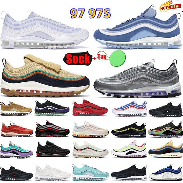 

mens running shoes airmax 97 97s golf og x undefeated undftd silver bullet women men satan reflective bred mschf inri jesus sports sean woth