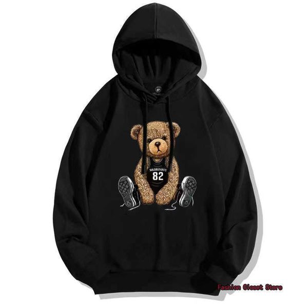 

men's hoodies sweatshirts young men's/ women's hoody sweatshirt bear series printed casual hoodies fashion pullover autumn wi, Black