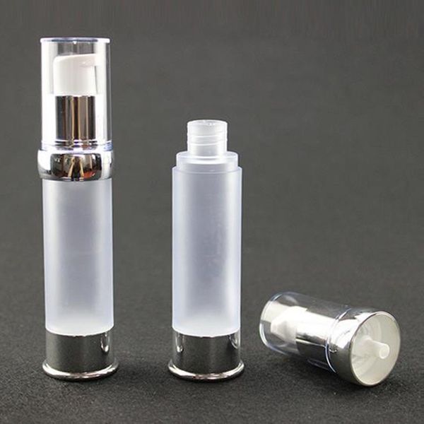 

100pcs 15ml 20ml 30ml silver frosted airless bottle lotion bottles with airless pump can used for cosmetic packaging f20171399
