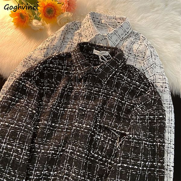 

women s jackets basic women plaid design straight couples all match students leisure ulzzang fashionable ins turn down collar 221118, Black;brown
