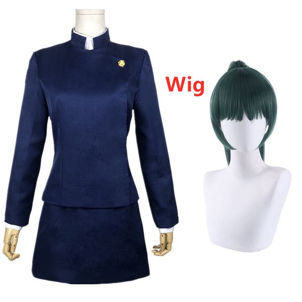 

anime costumes jujutsu kaisen zenin maki cosplay costume skirt halloween party uniform woman dress 221118, Black