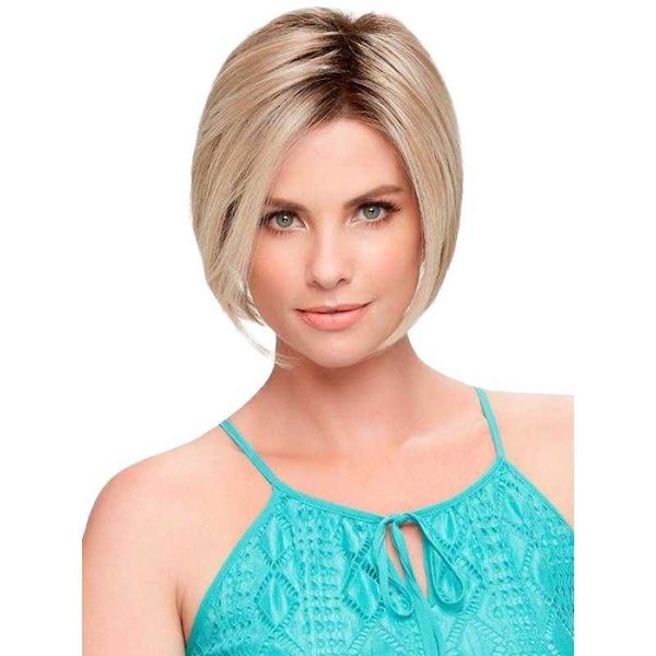 

women's wigs straight fashionable gradually golden slanted bangs partial short hair, Black