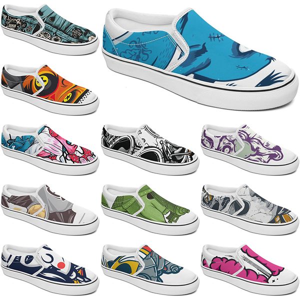 

shoe shoes casual custom canvas slip-on customized sneakers men women blue red green classic custom comfortable low platform sneaker color15, Black