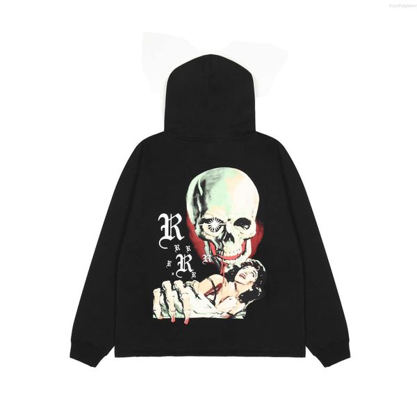 

hoodie for men reveal cotton venge designer brand meichao hip hop revenge skeleton demon woman like printed plush casual women winter high s, Black